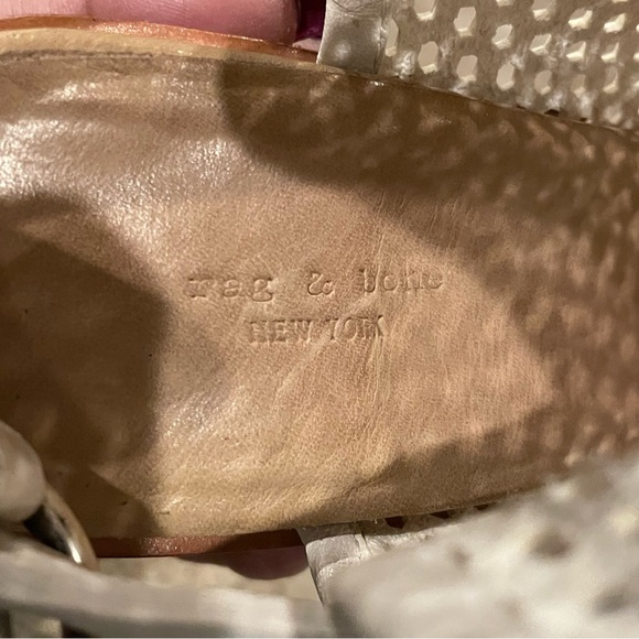 Rag & Bone Wyatt White Leather Perforated Block Heel Sandals Size: EU 38/US 8. - Picture 7 of 8